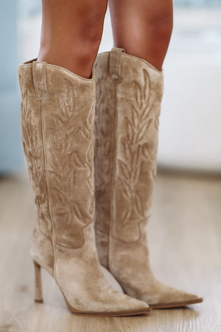 Kinzee Western Boot by Steve Madden - Chestnut Suede-HAZEL & OLIVE-6-