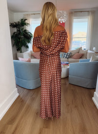 Hazel & Olive L9110 Vintage Affair Maxi Dress - Brown and White