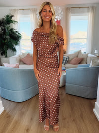 Hazel & Olive L9110 Vintage Affair Maxi Dress - Brown and White