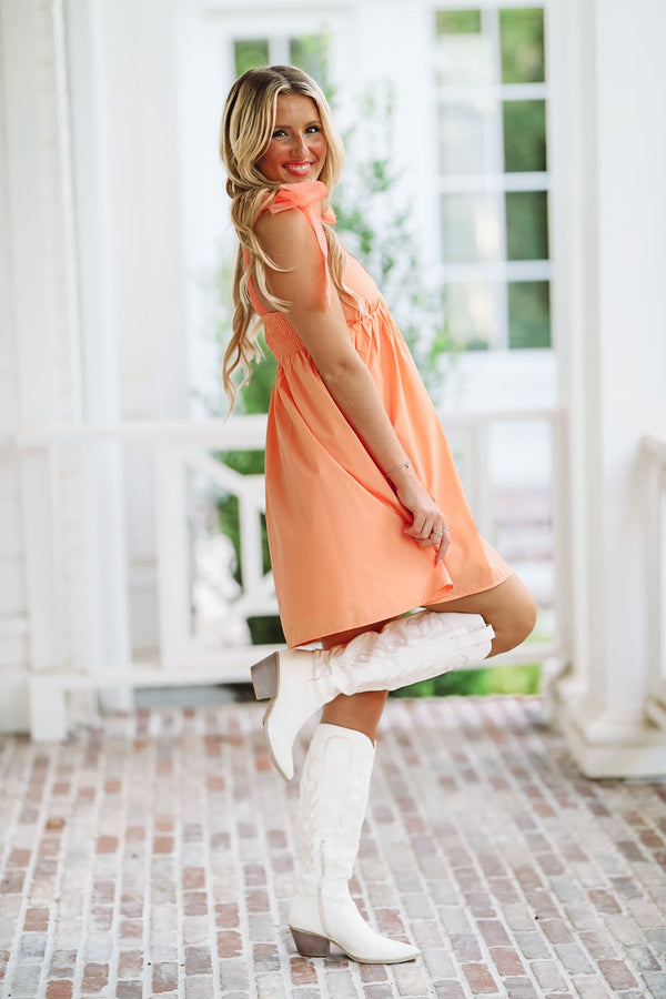 Lashes and Diamonds Babydoll Dress - Apricot-HAZEL & OLIVE-Small-