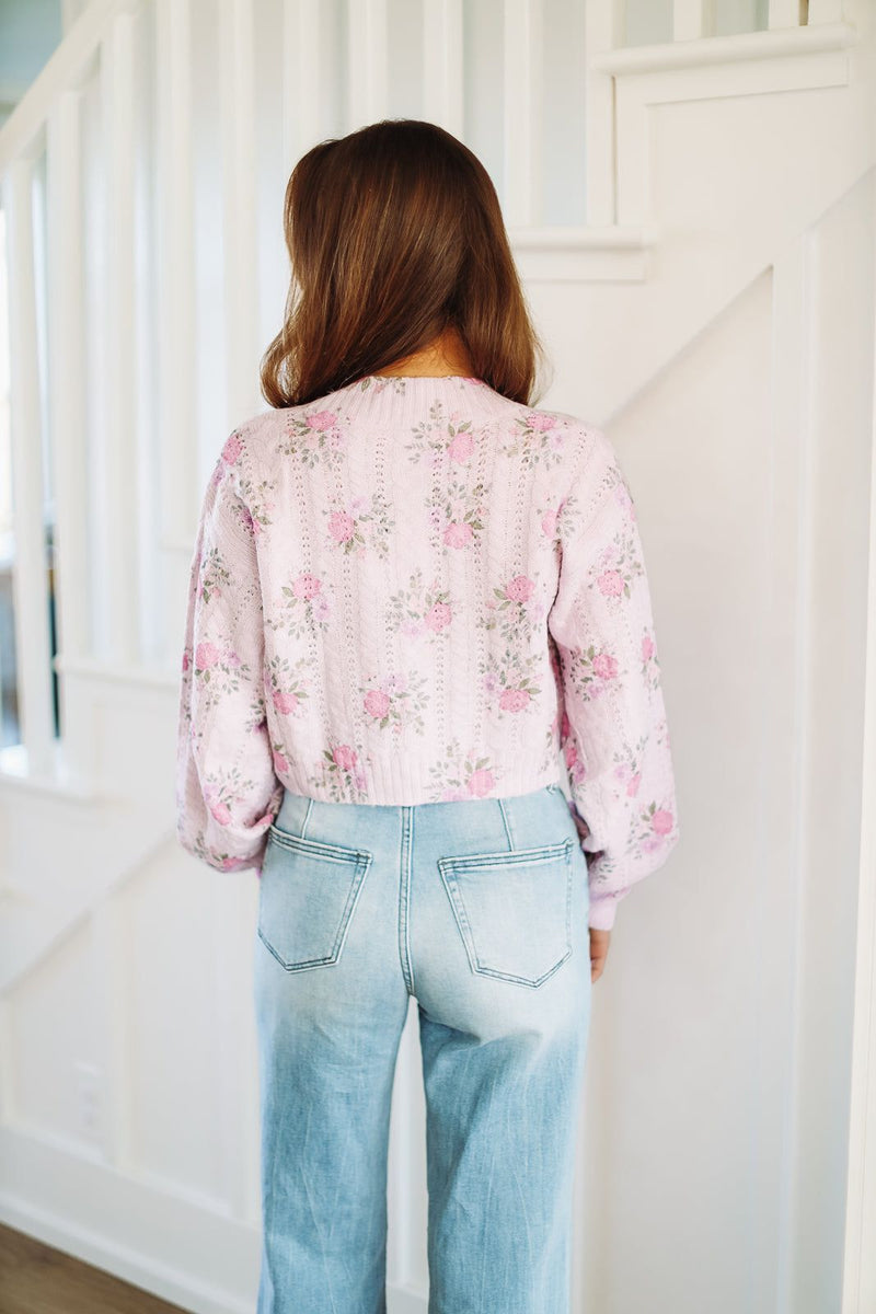 Lavender Blooms Cropped Cardigan - Lavender-HAZEL & OLIVE-Small-