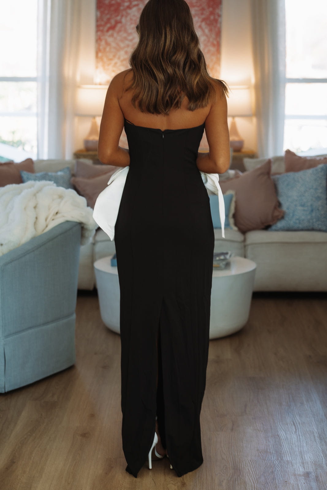 Hazel & Olive LD11780 Classic With A Twist Maxi Dress -Black and White