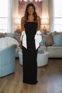 Hazel & Olive LD11780 Classic With A Twist Maxi Dress -Black and White