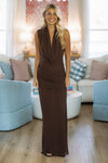 Hazel & Olive LD12031 Promise Me Maxi Dress - Dark Brown