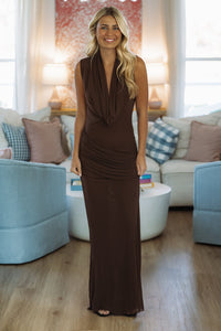 Hazel & Olive LD12031 Promise Me Maxi Dress - Dark Brown