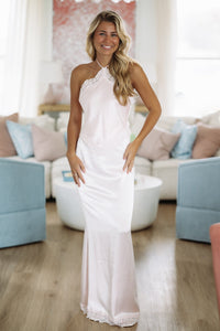 Hazel & Olive LD12253 Charmed Contours Maxi Dress - Baby Pink