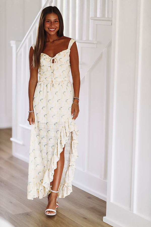 Lemon Squeeze Midi Skirt - Yellow-HAZEL & OLIVE-XSmall-