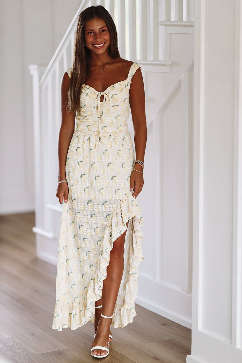 Lemon Squeeze Midi Skirt - Yellow-HAZEL & OLIVE-XSmall-