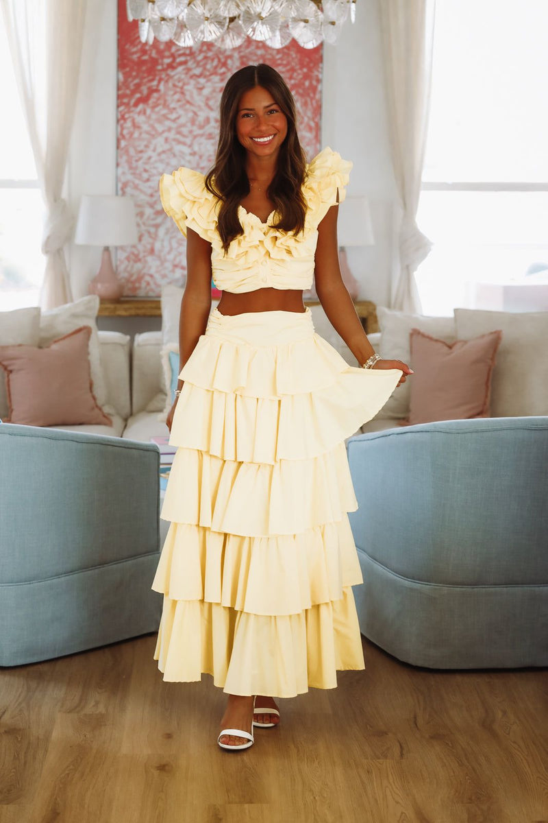 Lemon Zest Maxi Skirt - Yellow-HAZEL & OLIVE VIS51700-Small-