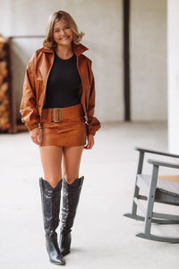 Let it Rock Mini Skirt - Camel Brown-HAZEL & OLIVE-Small-