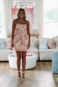 Let Me Mini Dress - Pink and Gold-HAZEL & OLIVE-Small-