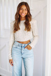 Like a Boss Sequin and Pearl Crop Top - Cream-HAZEL & OLIVE-Small-