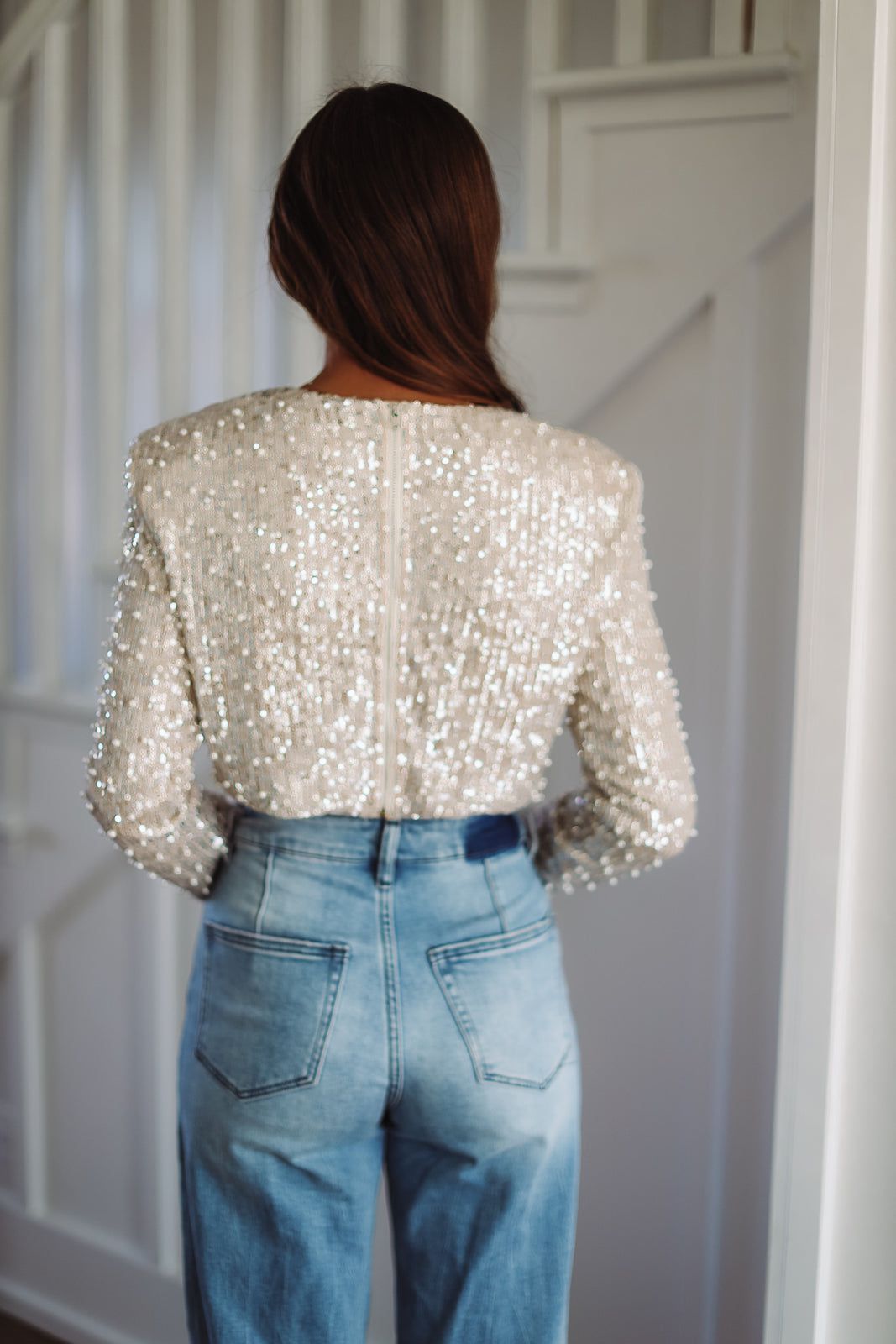 Like a Boss Sequin and Pearl Crop Top - Cream – Hazel & Olive
