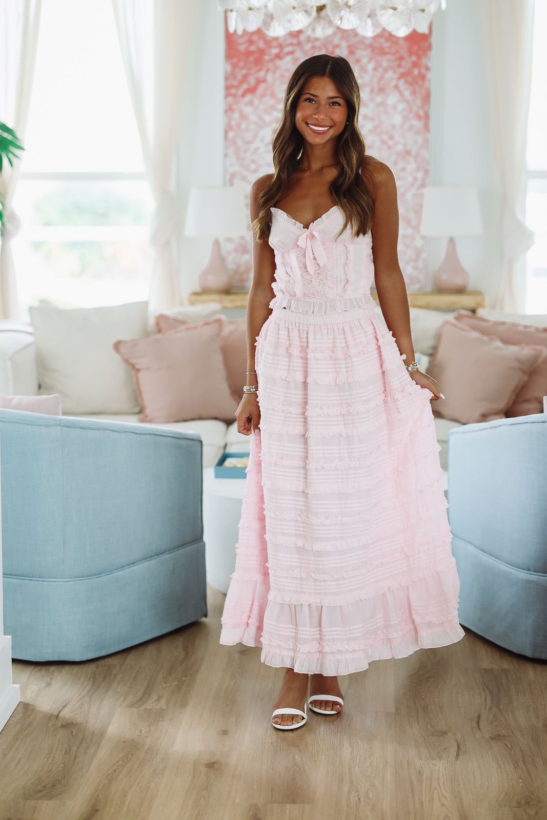 Lili Top and Maxi Skirt Set by Amy Jane London - Pink-HAZEL & OLIVE