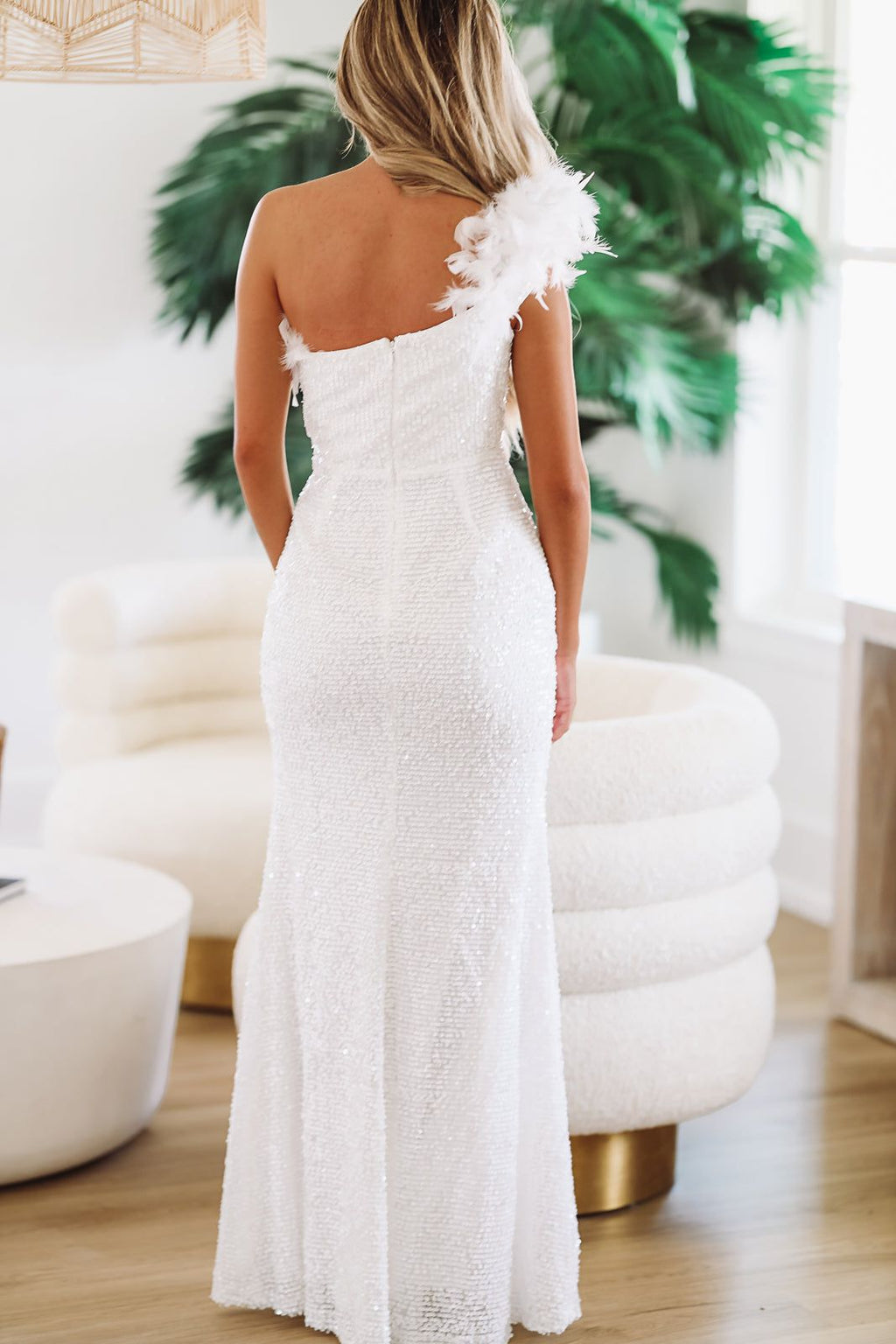 HAZEL & OLIVE Looks Designer Maxi Dress Gown - White