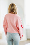 HAZEL & OLIVE Lots of Love Heart Cardigan - Pink and Red