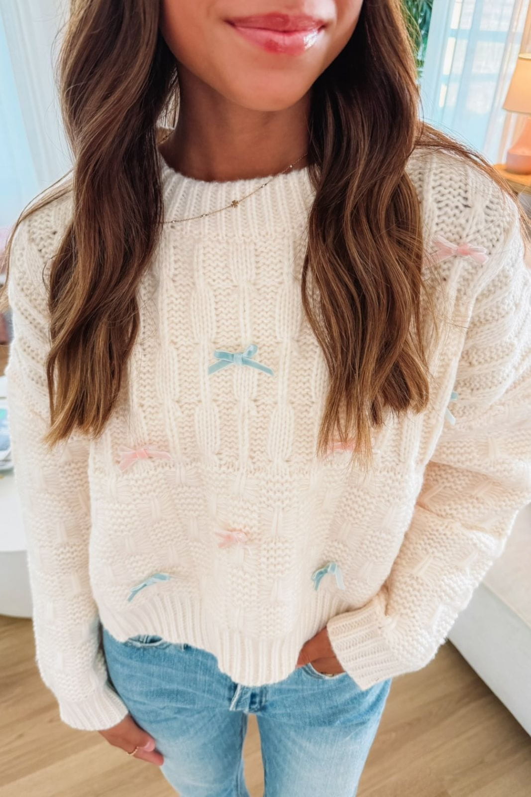 Love Affair Bow Sweater - Cream-HAZEL & OLIVE-Small-