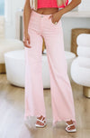 HAZEL & OLIVE Love In Pink Risen Wide Leg Jeans - Light Pink