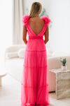 HAZEL & OLIVE Love My Tulle Maxi Dress - Hot Pink
