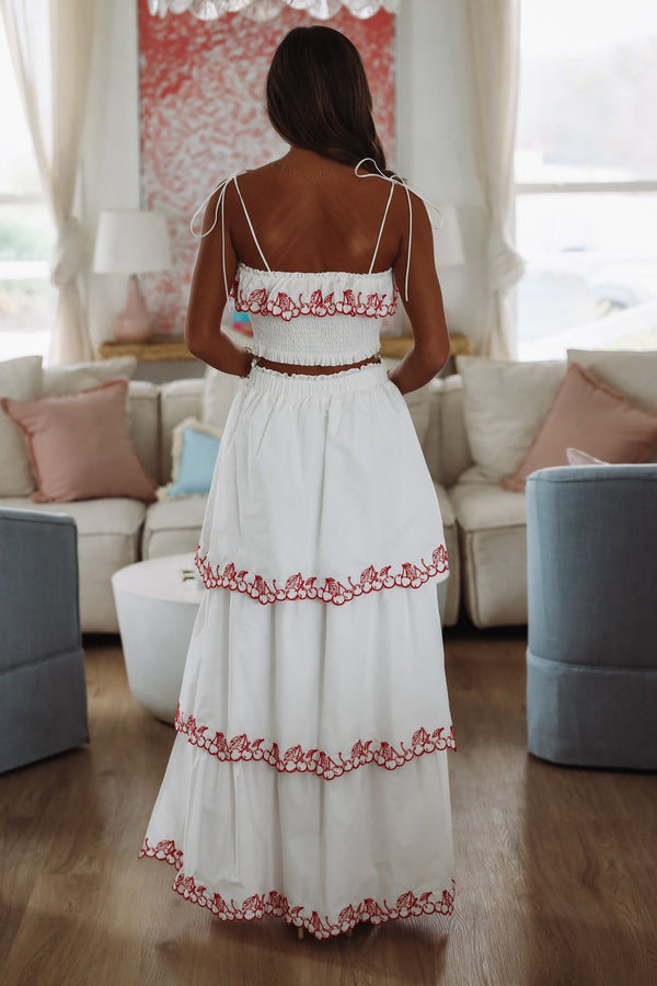 Love You Cherry Much Maxi Skirt- White-HAZEL & OLIVE LS1802-Small-
