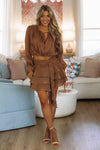 Hazel & Olive LTB1155 Empire Glow Top and Skirt Set - Copper Brown