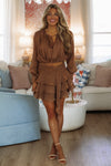 Hazel & Olive LTB1155 Empire Glow Top and Skirt Set - Copper Brown