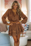 Hazel & Olive LTB1155 Empire Glow Top and Skirt Set - Copper Brown