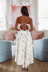 Lush Bouquets Midi Dress - Cream-HAZEL & OLIVE MD5592A-Small-