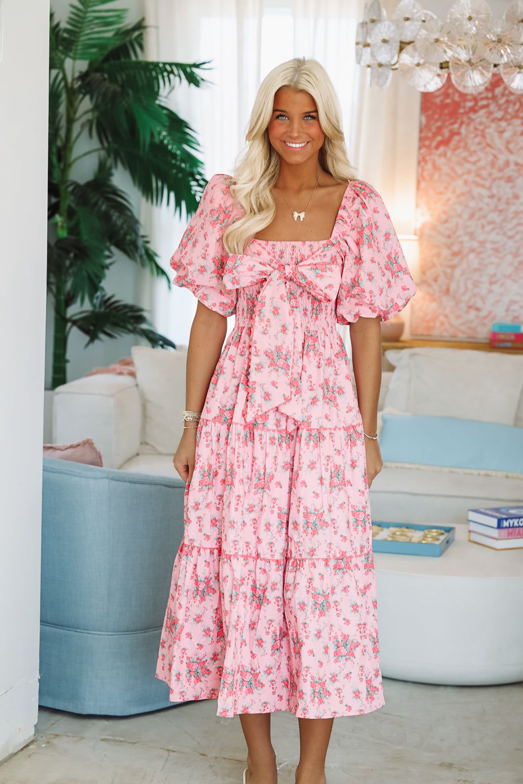 Magnolia Lane Maxi Dress - Pink-HAZEL & OLIVE ID39655/01-Small-