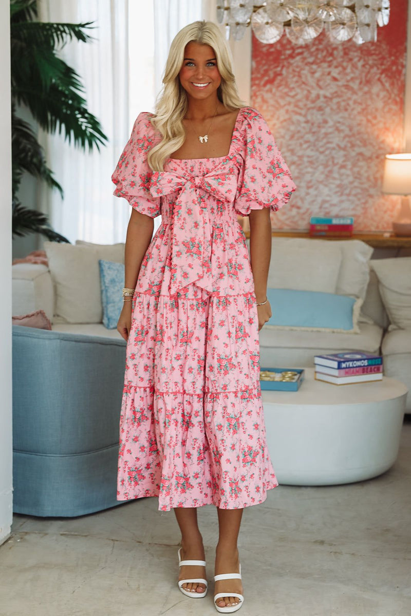 knee length dresses for ladies Isabelle Ruffled Halterneck Maxi Dress main image 1