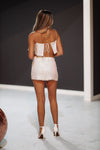 HAZEL & OLIVE Make An Entrance Sequin Mini Skirt - Cream