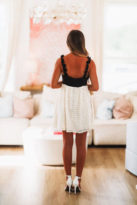 Making Jaws Drop Mini Dress - Cream and Black-HAZEL & OLIVE-Small-