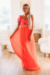 HAZEL & OLIVE Malibu Sunset Maxi Gown - Pink and Orange