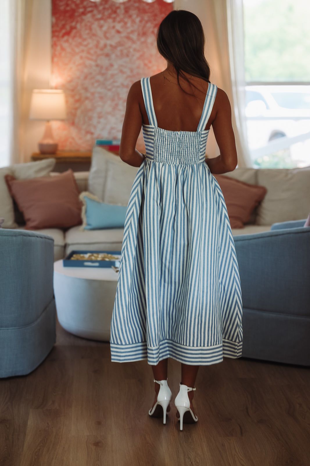 Maui Vacation Midi Dress - White and Blue - Small Maui Vacation Midi Dress - White and Blue - Small