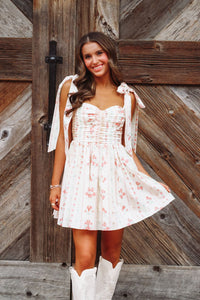 HAZEL & OLIVE MD5219B Floral Mirage Mini Dress - Cream