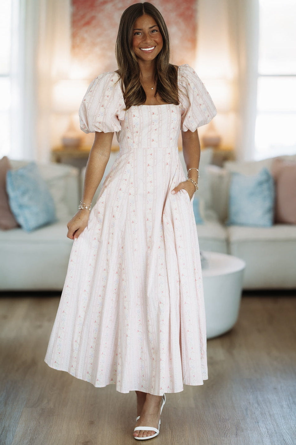 Peach of a Day Midi Dress - Pink – Hazel & Olive