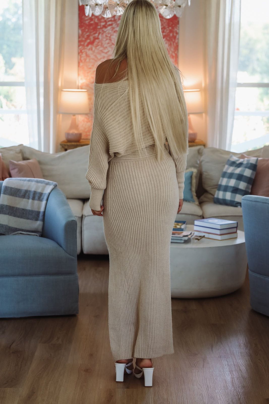 Sleek Knit Midi Dress - Light Taupe-HAZEL & OLIVE MD5866-Small-