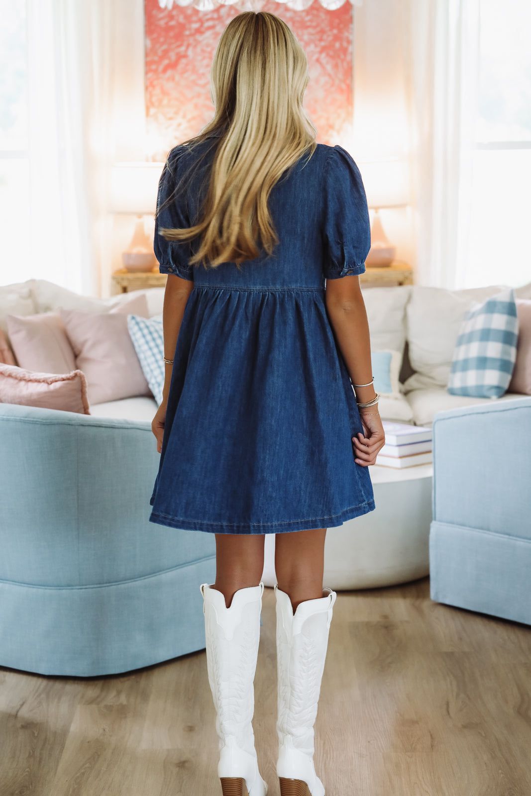 Headed to the Ryman Mini Dress - Indigo Denim-Hazel & Olive MD5994-Small-