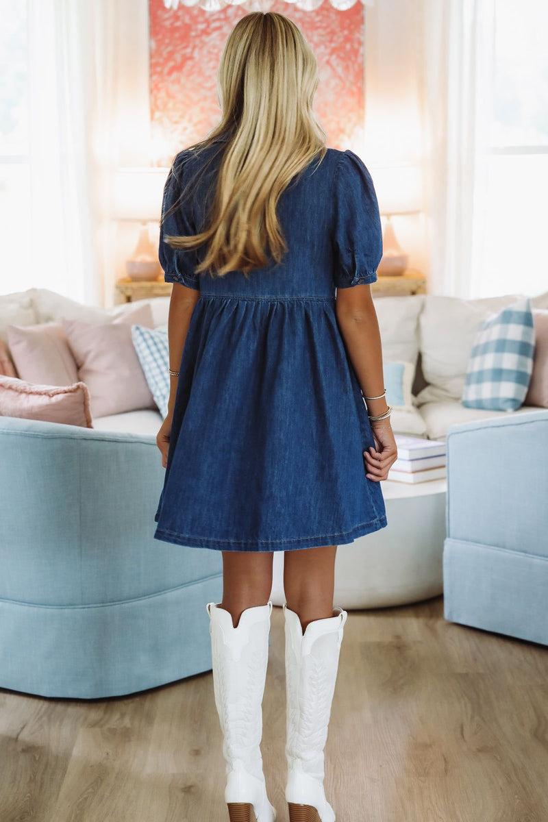 erin mini denim dress LEVI'S Erin Mini Denim Dress in Indigo Stonewash