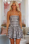 Hazel & Olive MD6008A Gingham Gala Mini Dress - Black
