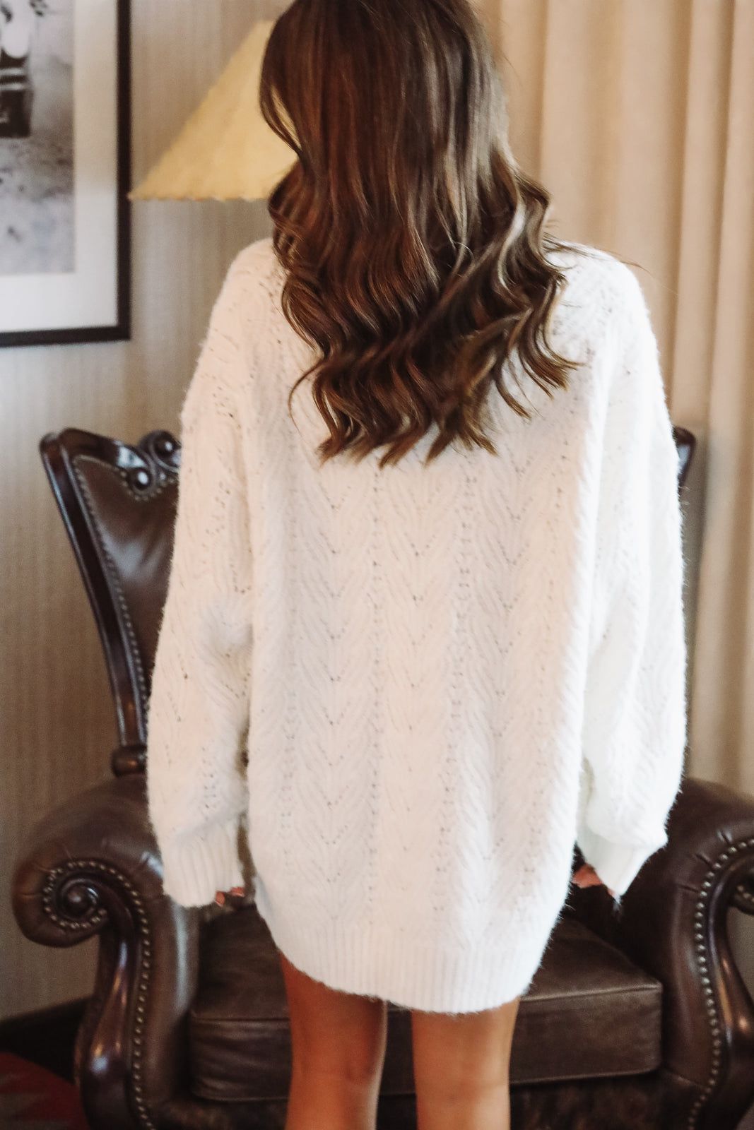 Hazel & Olive MD6035 Just for Love Oversized Knit Mini Dress - Cream