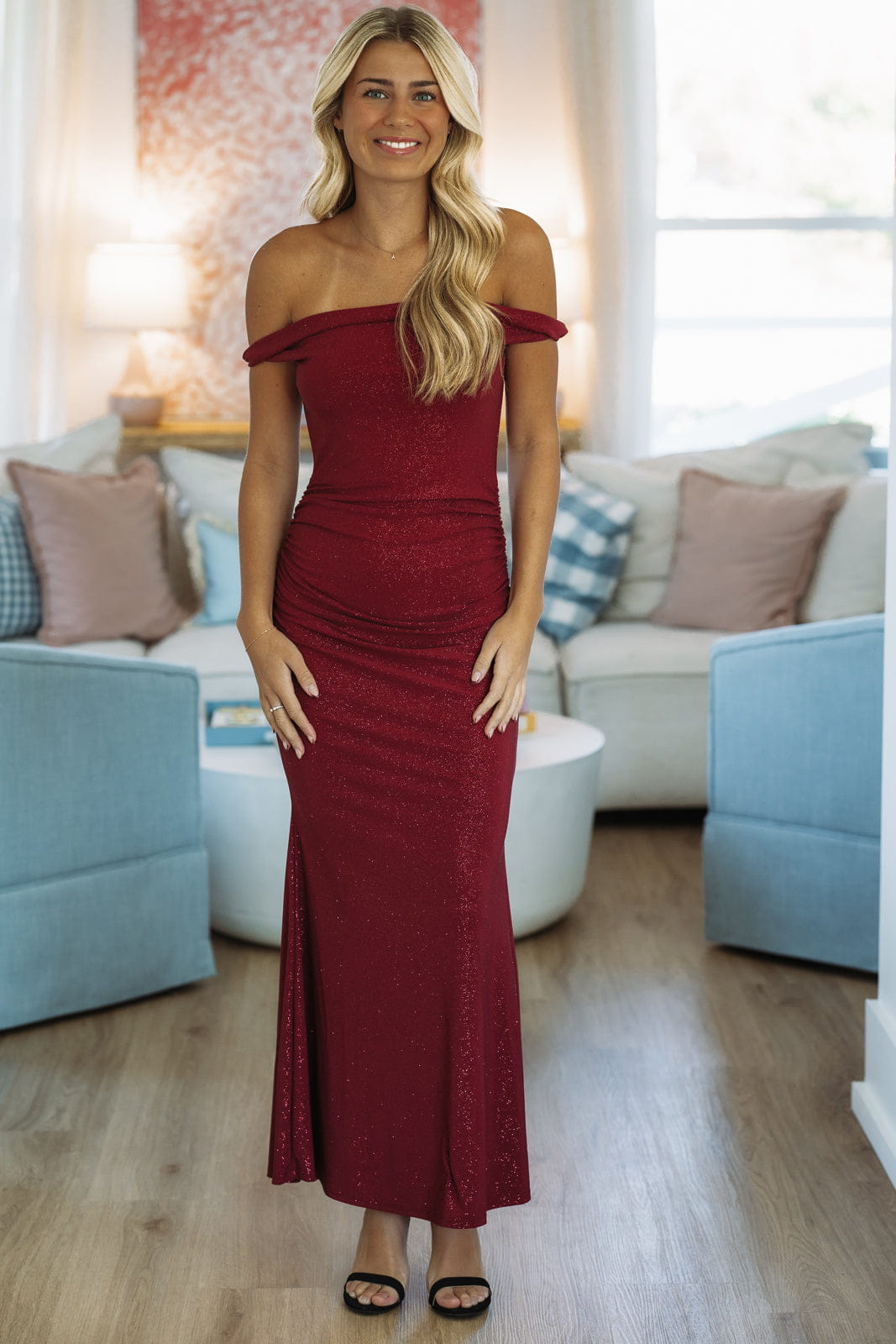 Hazel & Olive MD6506/BURG Evening Sonata Maxi Dress - Burgundy