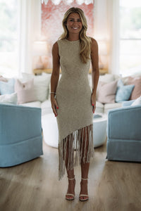 Hazel & Olive MD6816 Salt Air Stroll Midi Dress - Light Mocha