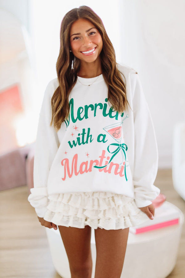 Merrier With a Martini Sweatshirt - Cream-HAZEL & OLIVE-Small/Medium-