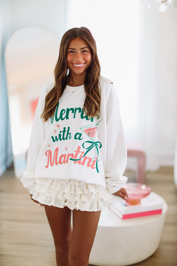Merrier With a Martini Sweatshirt - Cream-HAZEL & OLIVE-Small/Medium-