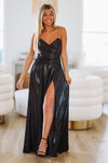 Metallic Shimmer Maxi Dress - Black-HAZEL & OLIVE-Small-