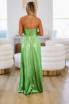 HAZEL & OLIVE Metallic Shimmer Maxi Dress - Green