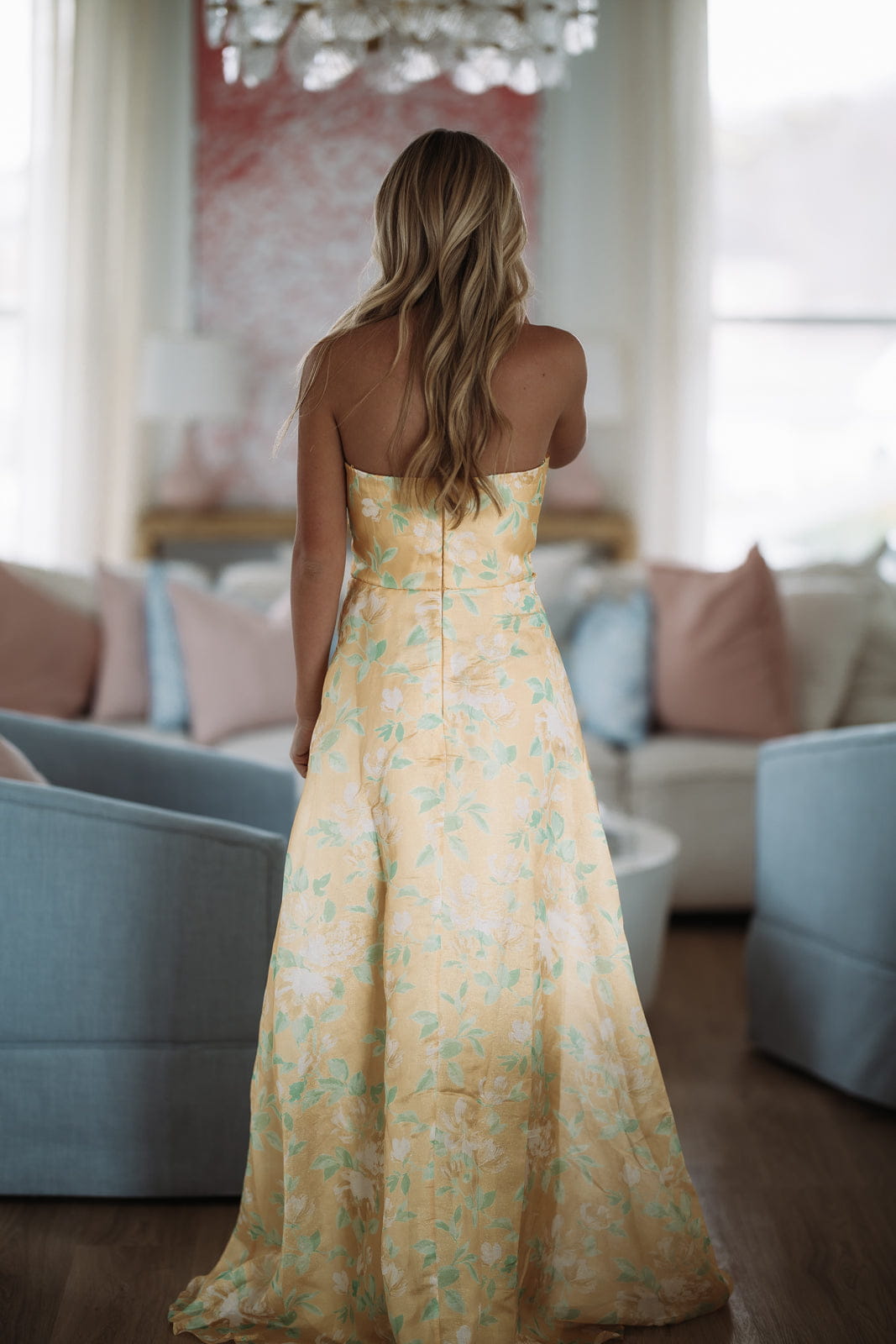 Hazel & Olive MF21899 Honeyveil Maxi Dress - Yellow, Green and White