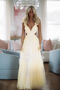 Hazel & Olive MF22568 Unfolded Petals Maxi Dress - Yellow