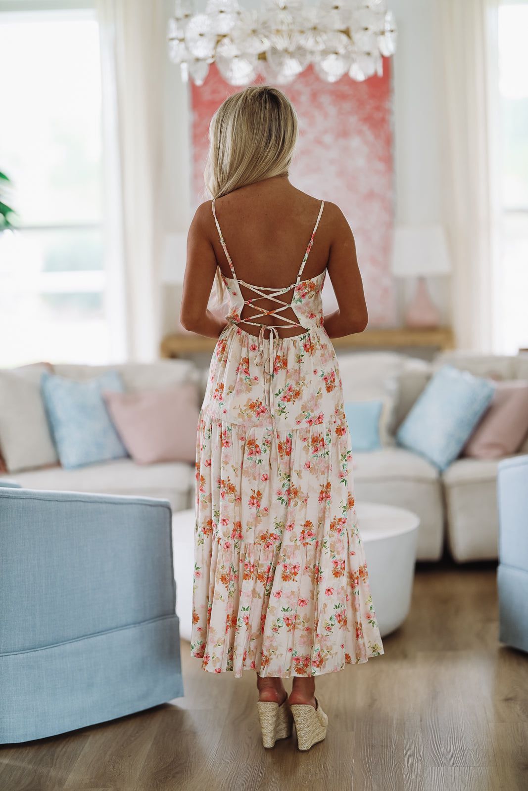 【CARAMEL】MISSOURI DRESS - CREAM FLORAL Mito Tiered Maxi Dress - Cream Floral